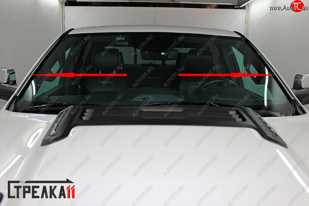 1 699 р. Водостоки (дефлектора) лобового стекла Стрелка 11  RAM 1500  DT (2018-2024) CREW Cab  с доставкой в г. Пермь