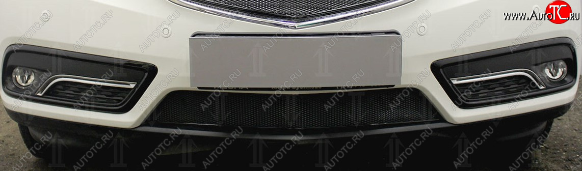 4 099 р. Защитная сетка радиатора в бампер Стрелка 11 Премиум (алюминий)  Acura MDX  YD3 (2013-2016) дорестайлинг (Цвет: черный)  с доставкой в г. Пермь