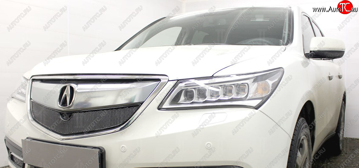4 299 р. Защитная сетка решетки радиатора Стрелка 11 Премиум (алюминий)  Acura MDX  YD3 (2013-2016) дорестайлинг (Цвет: черный)  с доставкой в г. Пермь