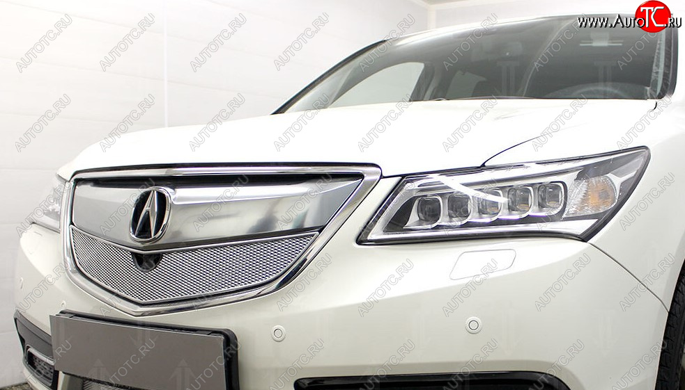 4 549 р. Защитная сетка решетки радиатора Стрелка 11 Премиум (алюминий)  Acura MDX  YD3 (2013-2016) дорестайлинг (Цвет: хром)  с доставкой в г. Пермь
