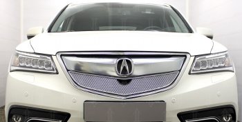 4 549 р. Защитная сетка решетки радиатора Стрелка 11 Премиум (алюминий)  Acura MDX  YD3 (2013-2016) дорестайлинг (Цвет: хром)  с доставкой в г. Пермь. Увеличить фотографию 2