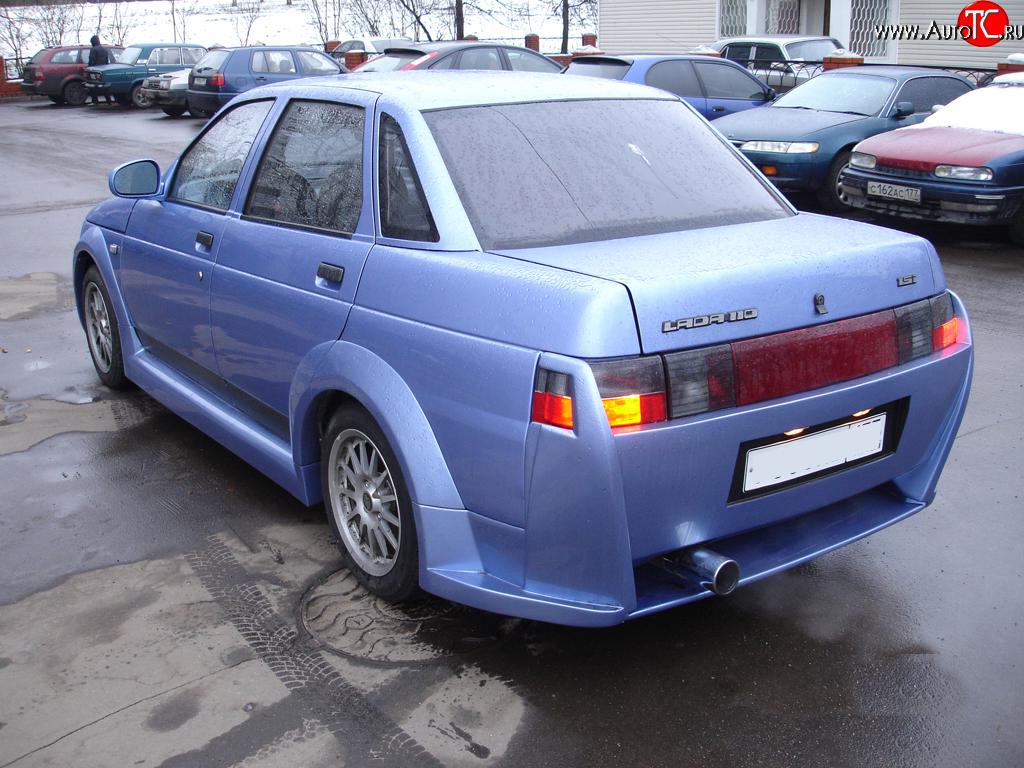 8 149 р. Задний бампер Я - Робот Лада 2110 седан (1995-2007) (С расширителями арок, Неокрашенный)  с доставкой в г. Пермь