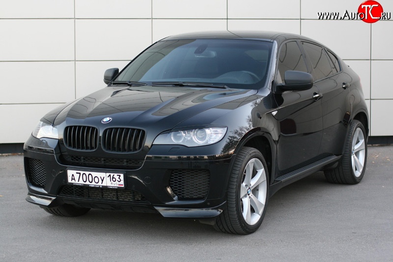 4 749 р. Накладки Global-Tuning на передний бампер автомобиля  BMW X6  E71 (2008-2014) дорестайлинг, рестайлинг (Неокрашенная)  с доставкой в г. Пермь