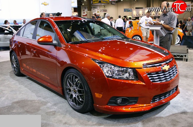 3 799 р. Накладка Z-Line на передний бампер Chevrolet Cruze J300 седан рестайлинг (2012-2015) (Неокрашенная)  с доставкой в г. Пермь