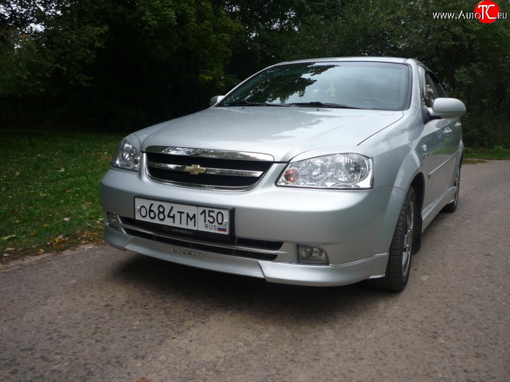 3 499 р. Накладка CTS на передний бампер автомобиля Chevrolet Lacetti седан (2002-2013) (Неокрашенная)  с доставкой в г. Пермь