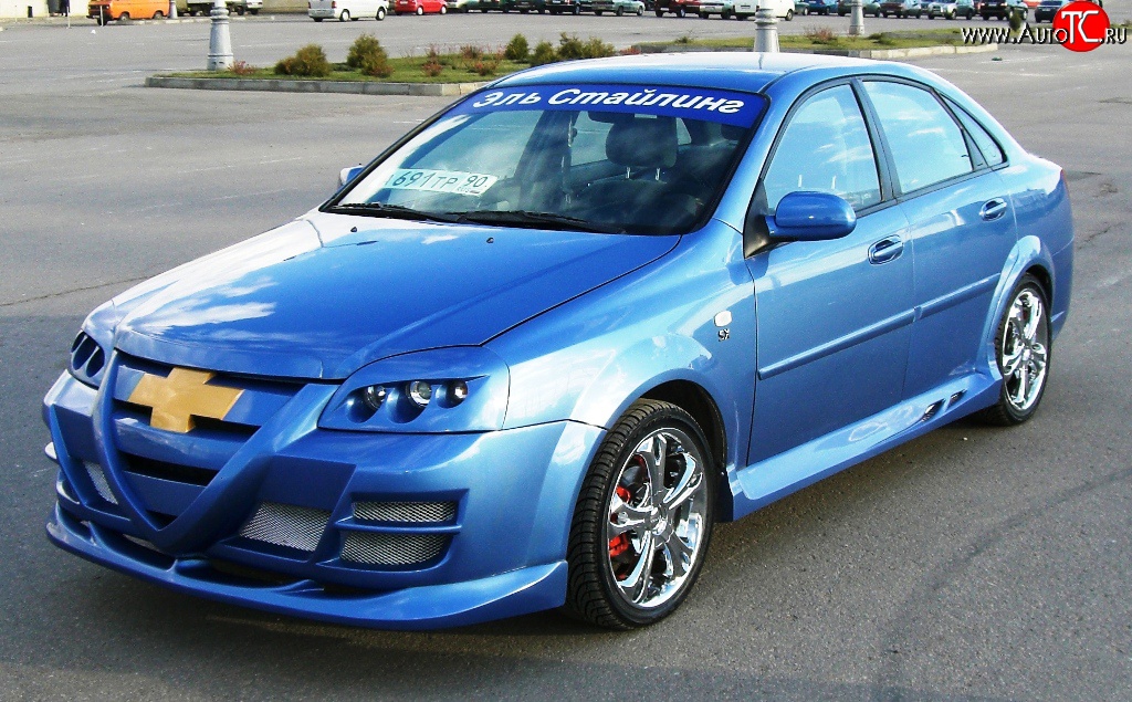 2 449 р. Пороги накладки Крестоносец Chevrolet Lacetti седан (2002-2013) (Неокрашенные)  с доставкой в г. Пермь
