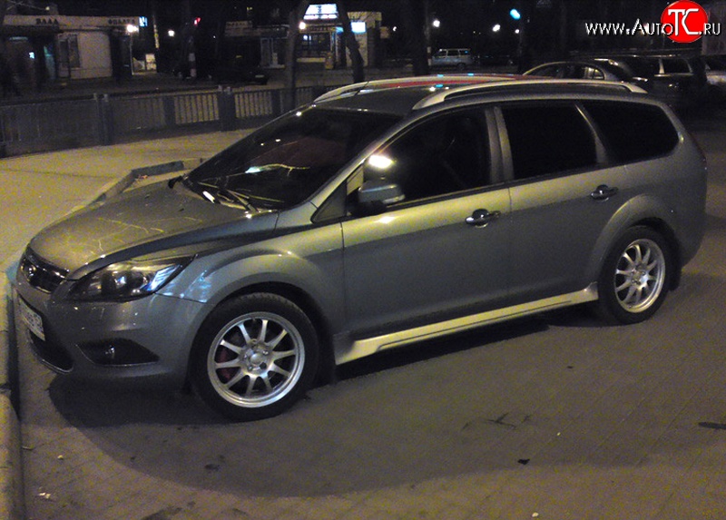 5 649 р. Пороги накладки BombStyle Ford Focus 2 седан рестайлинг (2007-2011) (Неокрашенные)  с доставкой в г. Пермь