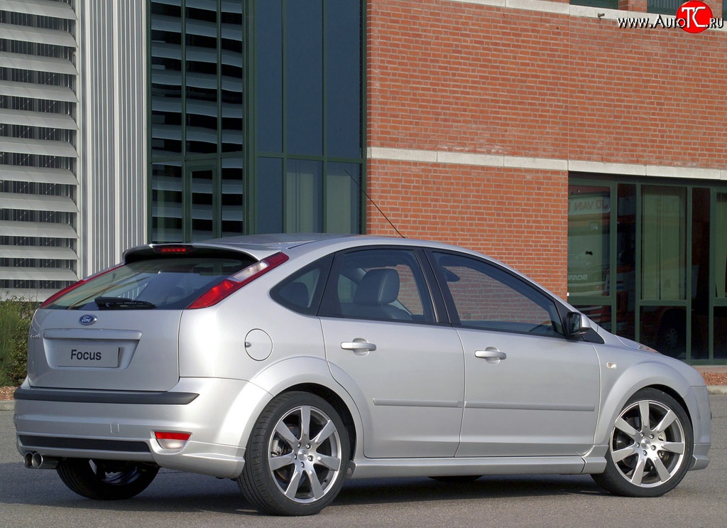 6 949 р. Накладка заднего бампера MS Ford Focus 2 хэтчбэк 3 дв. дорестайлинг (2004-2007) (Неокрашенная)  с доставкой в г. Пермь