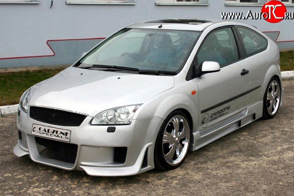 8 949 р. Передний бампер CarZone Futura Ford Focus 2  седан дорестайлинг (2004-2008) (Неокрашенный)  с доставкой в г. Пермь