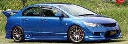 5 899 р. Пороги накладки Bomex Style Honda Civic FD седан дорестайлинг (2005-2008) (Неокрашенные)  с доставкой в г. Пермь. Увеличить фотографию 2