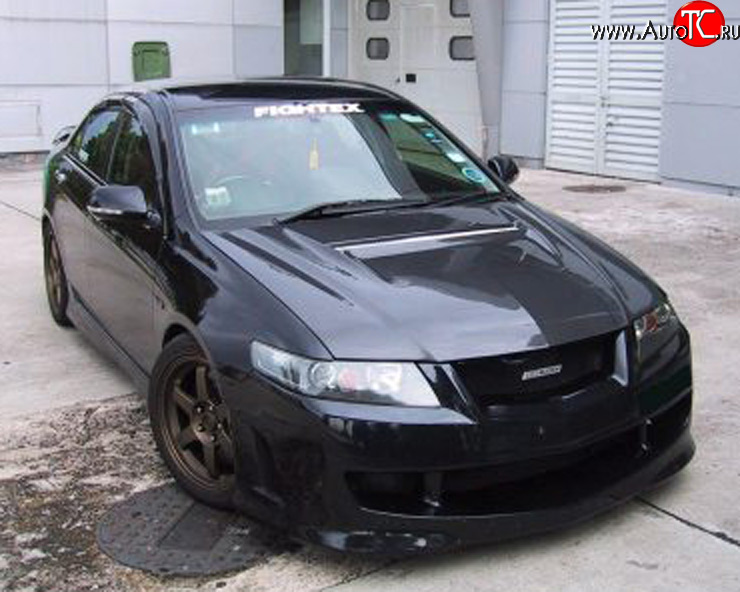 15 999 р. Передний бампер Mugen Style  Honda Accord  7 CL (2002-2005) седан дорестайлинг (Без сетки, Неокрашенный)  с доставкой в г. Пермь