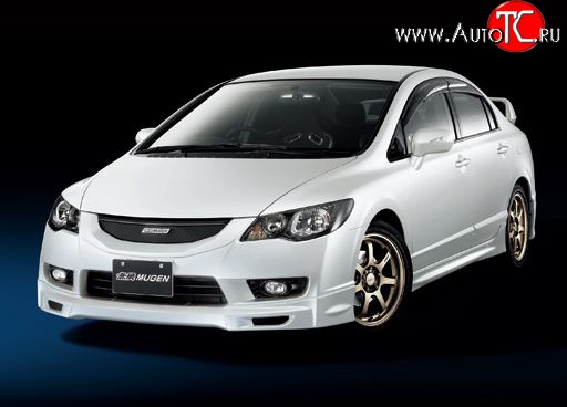 6 499 р. Накладка переднего бампера Mugen Style  Honda Civic  FD (2009-2011) седан рестайлинг (Неокрашенная)  с доставкой в г. Пермь