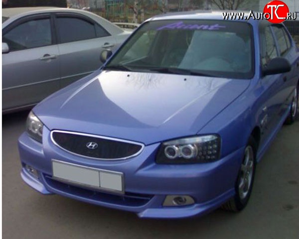 3 499 р. Накладки M-VRS на передний бампер автомобиля Hyundai Accent 2 LC седан дорестайлинг (ТагАЗ) (1999-2012) (Неокрашенная)  с доставкой в г. Пермь