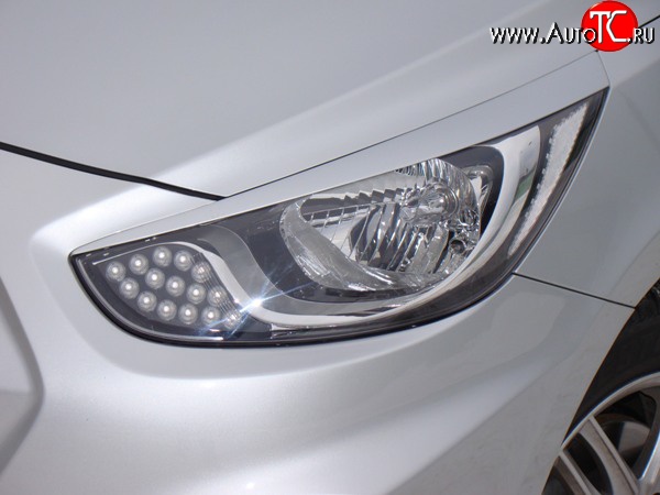 619 р. Реснички Sport V1 Hyundai Solaris RBr седан дорестайлинг (2010-2014) (Неокрашенные)  с доставкой в г. Пермь