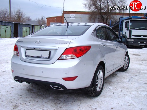 3 999 р. Диффузор заднего бампера Sport var №1  Hyundai Solaris  RBr (2010-2014) седан дорестайлинг (Неокрашенный (глянец под окраску))  с доставкой в г. Пермь