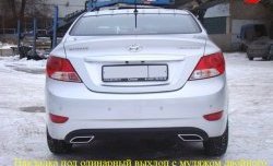 3 999 р. Диффузор заднего бампера Sport var №1  Hyundai Solaris  RBr (2010-2014) седан дорестайлинг (Неокрашенный (глянец под окраску))  с доставкой в г. Пермь. Увеличить фотографию 2