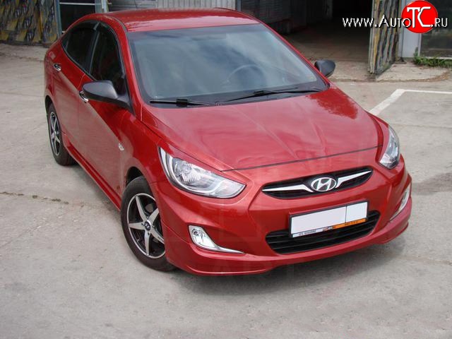 4 399 р. Накладка Sport на передний бампер Hyundai Solaris RBr седан дорестайлинг (2010-2014) (Неокрашенная)  с доставкой в г. Пермь