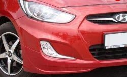 4 399 р. Накладка Sport на передний бампер Hyundai Solaris RBr седан дорестайлинг (2010-2014) (Неокрашенная)  с доставкой в г. Пермь. Увеличить фотографию 2