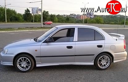 6 549 р. Пороги накладки Street Hyundai Accent 2 LC седан дорестайлинг (ТагАЗ) (1999-2012) (Неокрашенные)  с доставкой в г. Пермь