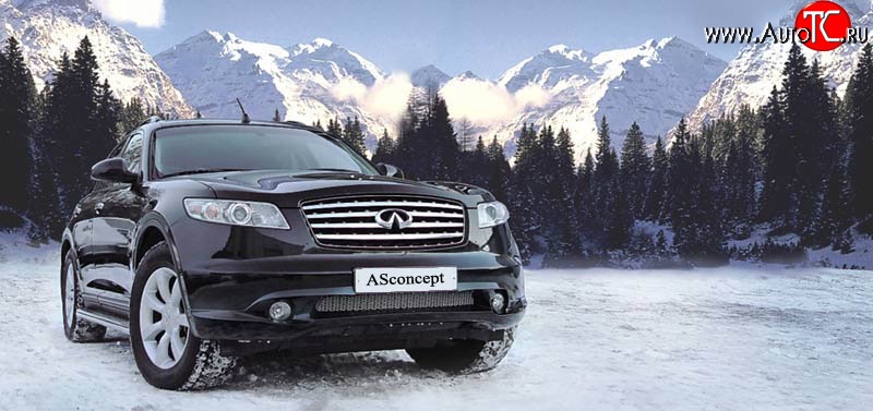 3 999 р. Накладка переднего бампера ASconcept INFINITI FX45 S50 дорестайлинг (2002-2005) (Неокрашенная)  с доставкой в г. Пермь