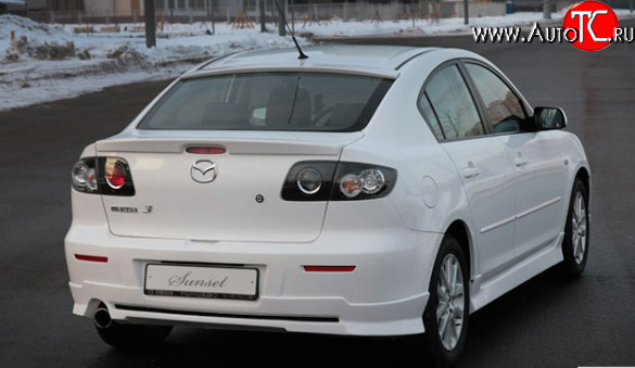 6 949 р. Накладка заднего бампера Sunset Mazda 3/Axela BK дорестайлинг седан (2003-2006) (Неокрашенная)  с доставкой в г. Пермь