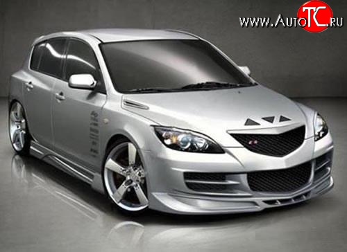 11 399 р. Передний бампер EXS Mazda 3/Axela BK дорестайлинг, хэтчбэк (2003-2006) (Неокрашенный)  с доставкой в г. Пермь