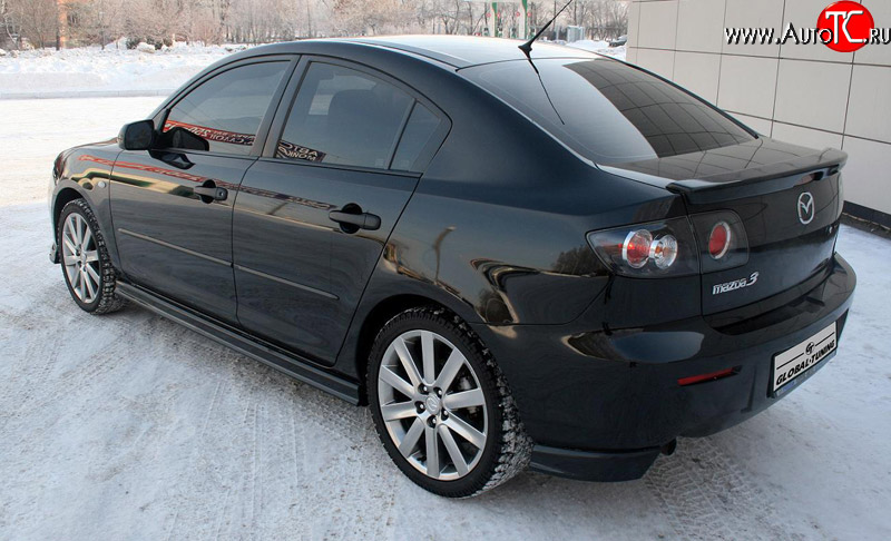 3 049 р. Комплект накладок на задний бампер Global-Tuning Mazda 3/Axela BK дорестайлинг седан (2003-2006) (Неокрашенная)  с доставкой в г. Пермь