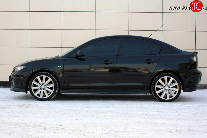 4 599 р. Пороги накладки Global-Tuning Mazda 3/Axela BK дорестайлинг седан (2003-2006) (Неокрашенные)  с доставкой в г. Пермь