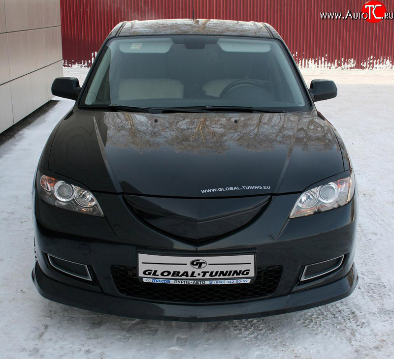 4 849 р. Накладка переднего бампера Global-Tuning Mazda 3/Axela BK дорестайлинг седан (2003-2006) (Неокрашенная)  с доставкой в г. Пермь