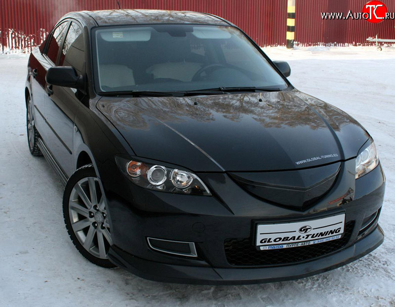 729 р. Реснички на фары Global-Tuning  Mazda 3/Axela  BK (2003-2009) дорестайлинг седан, рестайлинг седан (Неокрашенные)  с доставкой в г. Пермь