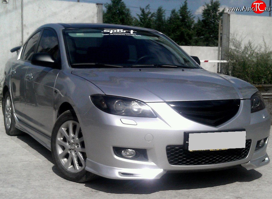 2 309 р. Комплект клыков Sport-V2 на передний бампер автомобиля  Mazda 3/Axela  BK (2003-2006) дорестайлинг седан (Неокрашенная)  с доставкой в г. Пермь