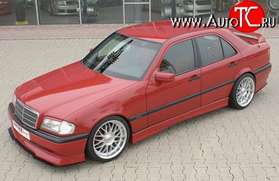 4 399 р. Накладка переднего бампера Rieger Mercedes-Benz C-Class W202 дорестайлинг седан (1993-1997)  с доставкой в г. Пермь
