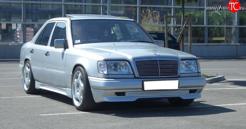 4 299 р. Накладка переднего бампера GT Dynamics Mercedes-Benz E-Class W124 седан дорестайлинг (1984-1993) (Неокрашенная)  с доставкой в г. Пермь
