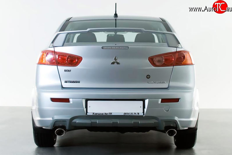 3 599 р. Накладка заднего бампера Elegance Mitsubishi Lancer 10 CY седан рестайлинг (2011-2017) (Неокрашенная)  с доставкой в г. Пермь