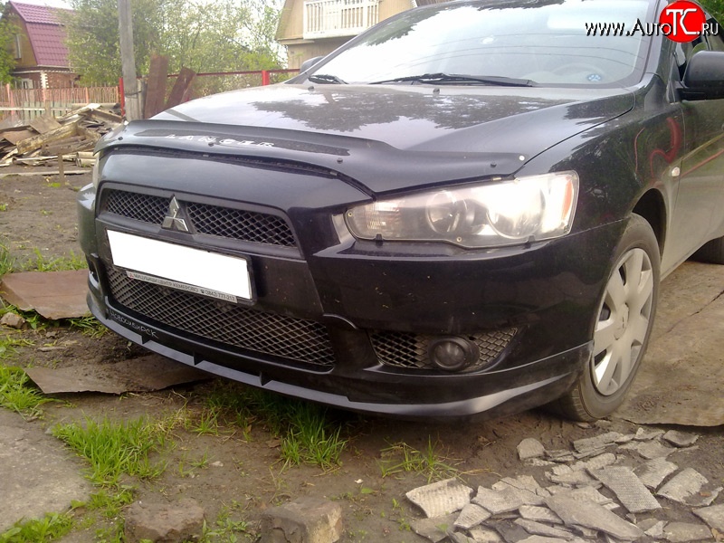 3 599 р. Накладка переднего бампера Elegance Mitsubishi Lancer 10 CY седан рестайлинг (2011-2017) (Неокрашенная)  с доставкой в г. Пермь