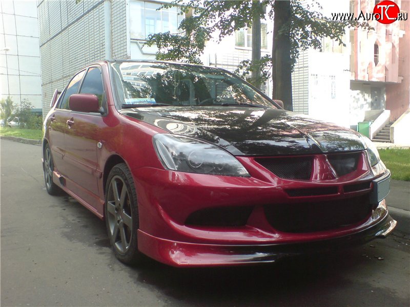 6 399 р. Накладка переднего бампера Evo Mitsubishi Lancer 9 CS универсал 1-ый рестайлинг (2003-2005) (Неокрашенная)  с доставкой в г. Пермь