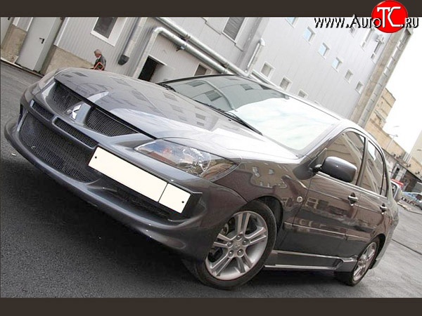 15 999 р. Передний бампер Evo  Mitsubishi Lancer  9 CS (2003-2009) седан 1-ый рестайлинг, универсал 1-ый рестайлинг, седан 2-ой рестайлинг, универсал 2-ой рестайлинг (Без сетки, Неокрашенный)  с доставкой в г. Пермь