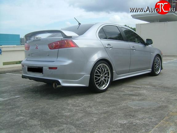 5 299 р. Накладка Zodiak под одинарный выхлоп на задний бампер Mitsubishi Lancer 10 CY седан рестайлинг (2011-2017) (Неокрашенная)  с доставкой в г. Пермь