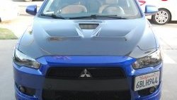 31 799 р. Пластиковый капот Evo  Mitsubishi Lancer  10 CY (2007-2017) седан дорестайлинг, хэтчбэк дорестайлинг, седан рестайлинг, хэтчбек 5 дв рестайлинг (Неокрашенный)  с доставкой в г. Пермь. Увеличить фотографию 10