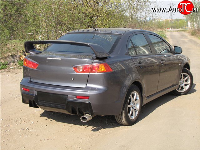 5 399 р. Накладка Evo на задний бампер  Mitsubishi Lancer  10 CY (2007-2017) седан дорестайлинг, седан рестайлинг (Неокрашенная)  с доставкой в г. Пермь