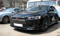 899 р. Вставка переднего бампера (зубатка) Evo Mitsubishi Lancer 10 CY седан дорестайлинг (2007-2010) (Неокрашенная)  с доставкой в г. Пермь. Увеличить фотографию 2
