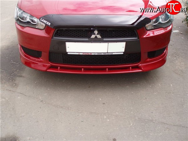 899 р. Вставка переднего бампера (зубатка) Evo Mitsubishi Lancer 10 CY седан дорестайлинг (2007-2010) (Неокрашенная)  с доставкой в г. Пермь