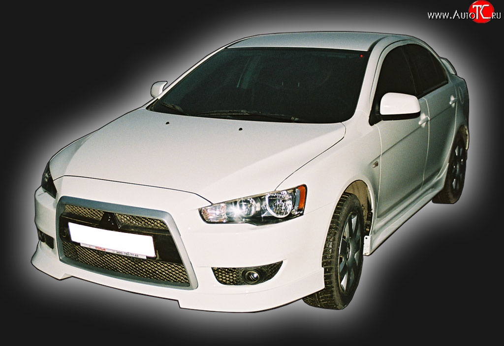 4 249 р. Накладка переднего бампера GT Dynamics Mitsubishi Lancer 10 CY седан дорестайлинг (2007-2010) (Неокрашенная)  с доставкой в г. Пермь