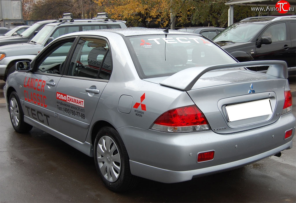 4 249 р. Накладка заднего бампера GT Dynamics Mitsubishi Lancer 9 CS седан 1-ый рестайлинг (2003-2005) (Неокрашенная)  с доставкой в г. Пермь
