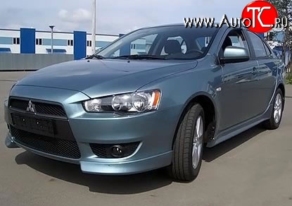 2 899 р. Клыки Evo на передний бампер автомобиля Mitsubishi Lancer 10 CY седан дорестайлинг (2007-2010) (Неокрашенные)  с доставкой в г. Пермь