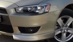 2 899 р. Клыки Evo на передний бампер автомобиля Mitsubishi Lancer 10 CY седан дорестайлинг (2007-2010) (Неокрашенные)  с доставкой в г. Пермь. Увеличить фотографию 2