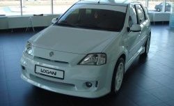 11 999 р. Передний бампер Power DM Renault Logan 1 дорестайлинг (2004-2010) (Без сетки, Неокрашенный)  с доставкой в г. Пермь. Увеличить фотографию 2