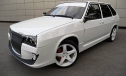 8 999 р. Передний бампер Фанат-Робот  Лада 2108 - 21099 (Неокрашенный, По бокам сетка)  с доставкой в г. Пермь. Увеличить фотографию 2