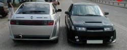8 149 р. Задний бампер X1 с расширителями арок с расширителями арок Лада 2112 купе (2002-2009) (Неокрашенный)  с доставкой в г. Пермь. Увеличить фотографию 2