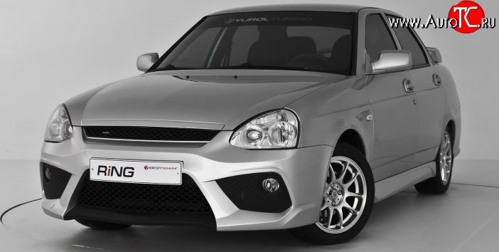 10 999 р. Передний бампер Ring-2 Лада Приора 2172 хэтчбек дорестайлинг (2008-2014) (Неокрашенный)  с доставкой в г. Пермь